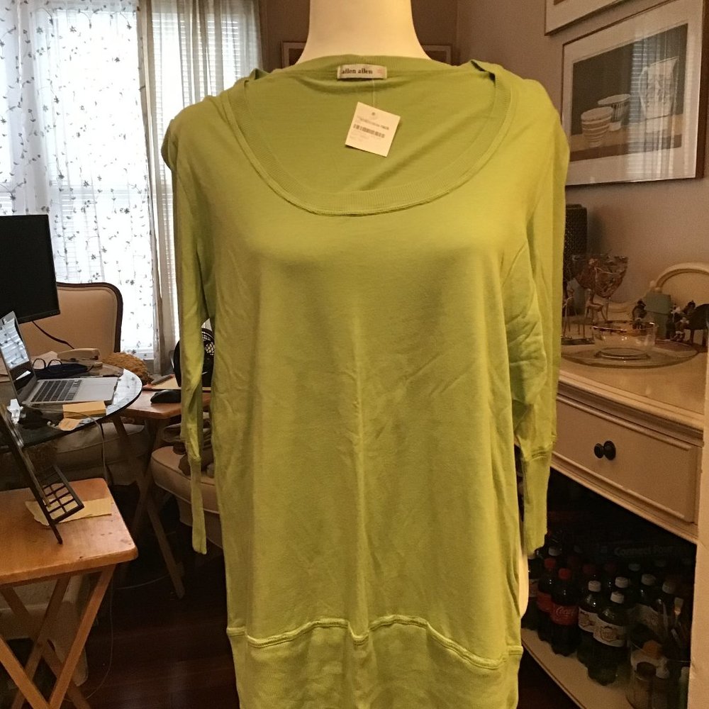 NWT ALLEN ALLEN Avocado color 3/4 Sleeve Cotton Shirt size XL